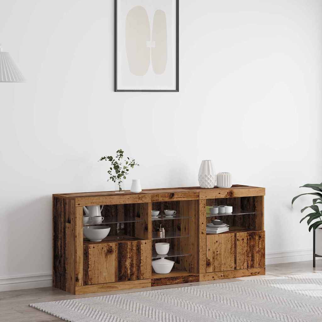 LED Sideboard Old Wood 162 x 37 x 67 cm Engineered Wood