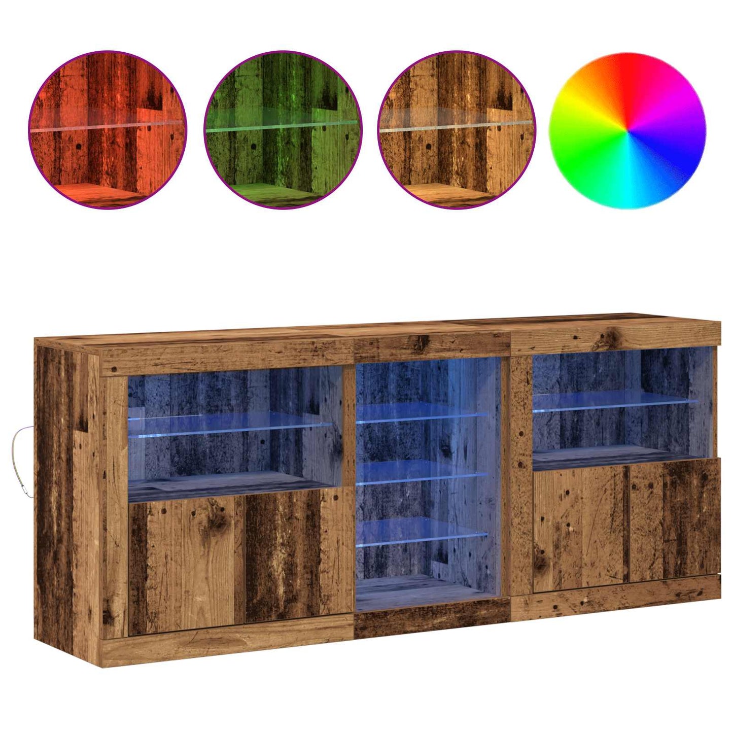 LED Sideboard Old Wood 162 x 37 x 67 cm Engineered Wood
