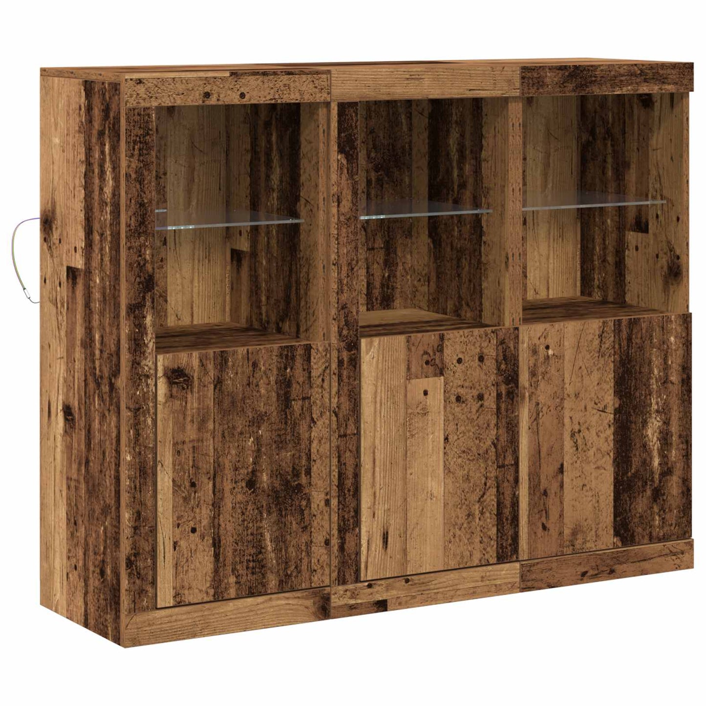 LED Sideboard 3 pcs Old Wood 123 x 37 x 100 cm Engineered Wood