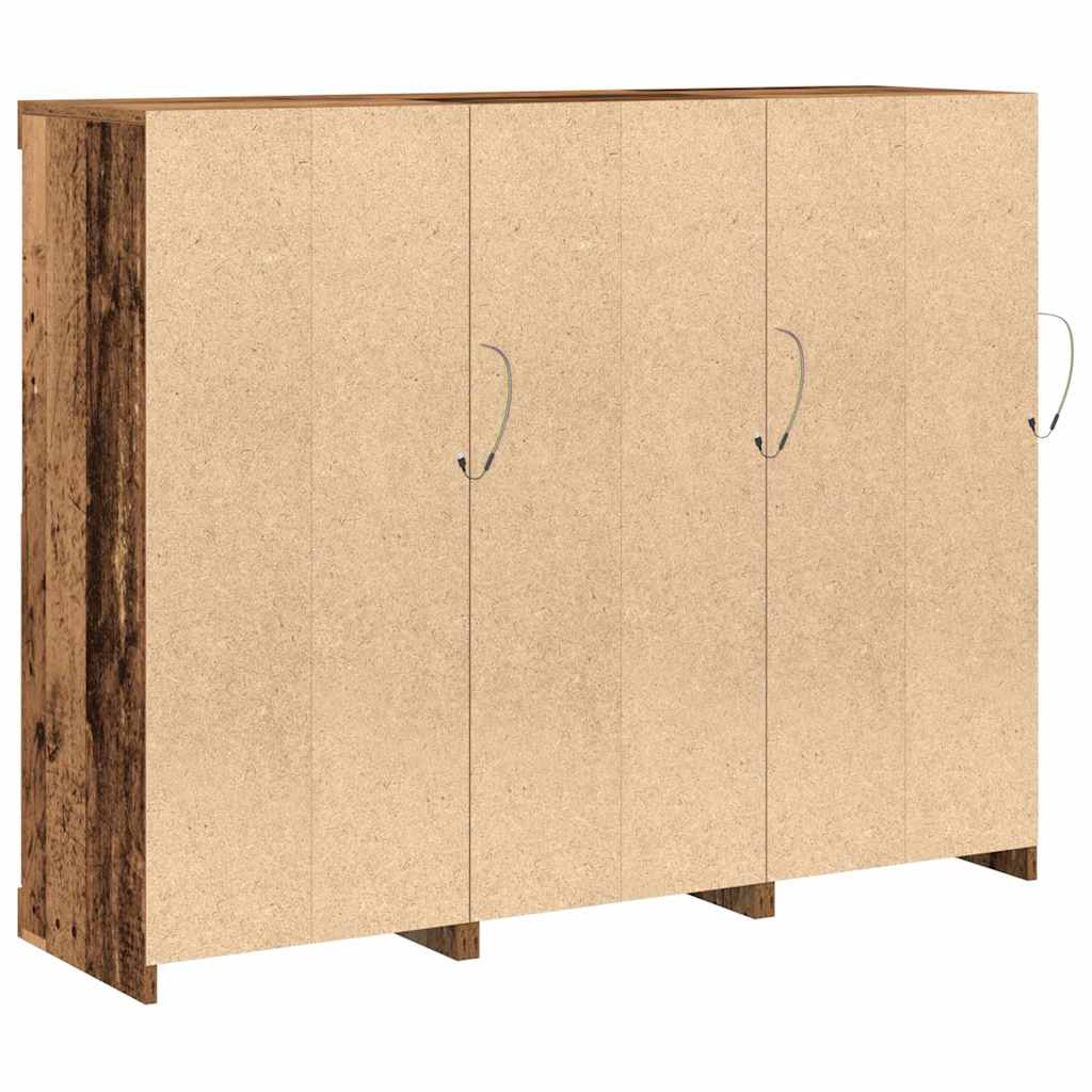 LED Sideboard 3 pcs Old Wood 123 x 37 x 100 cm Engineered Wood