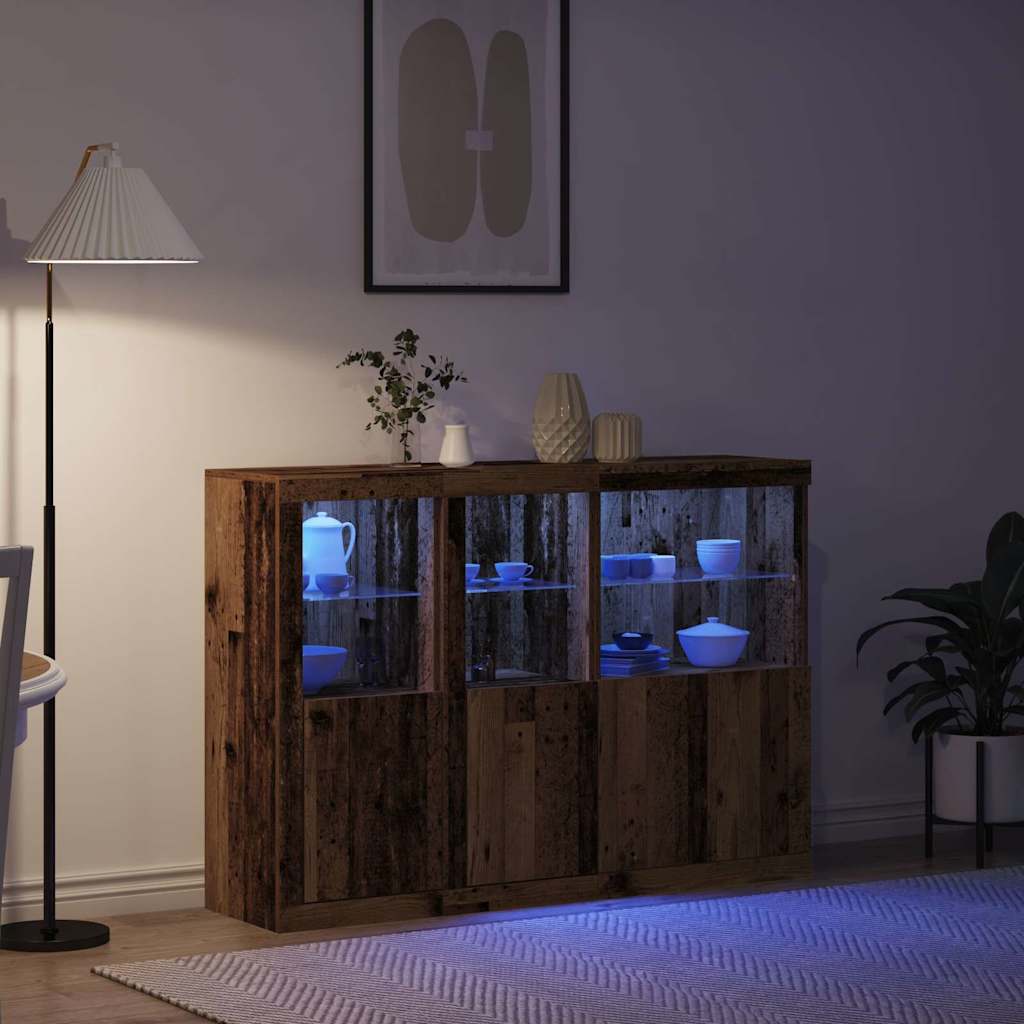 LED Sideboard Old Wood 142.5 x 37 x 100 cm Engineered Wood