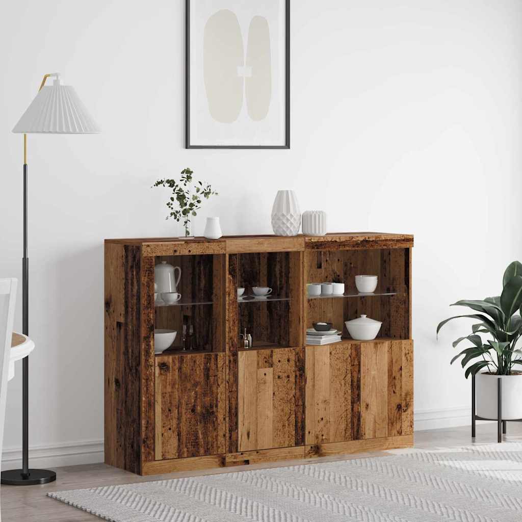 LED Sideboard Old Wood 142.5 x 37 x 100 cm Engineered Wood