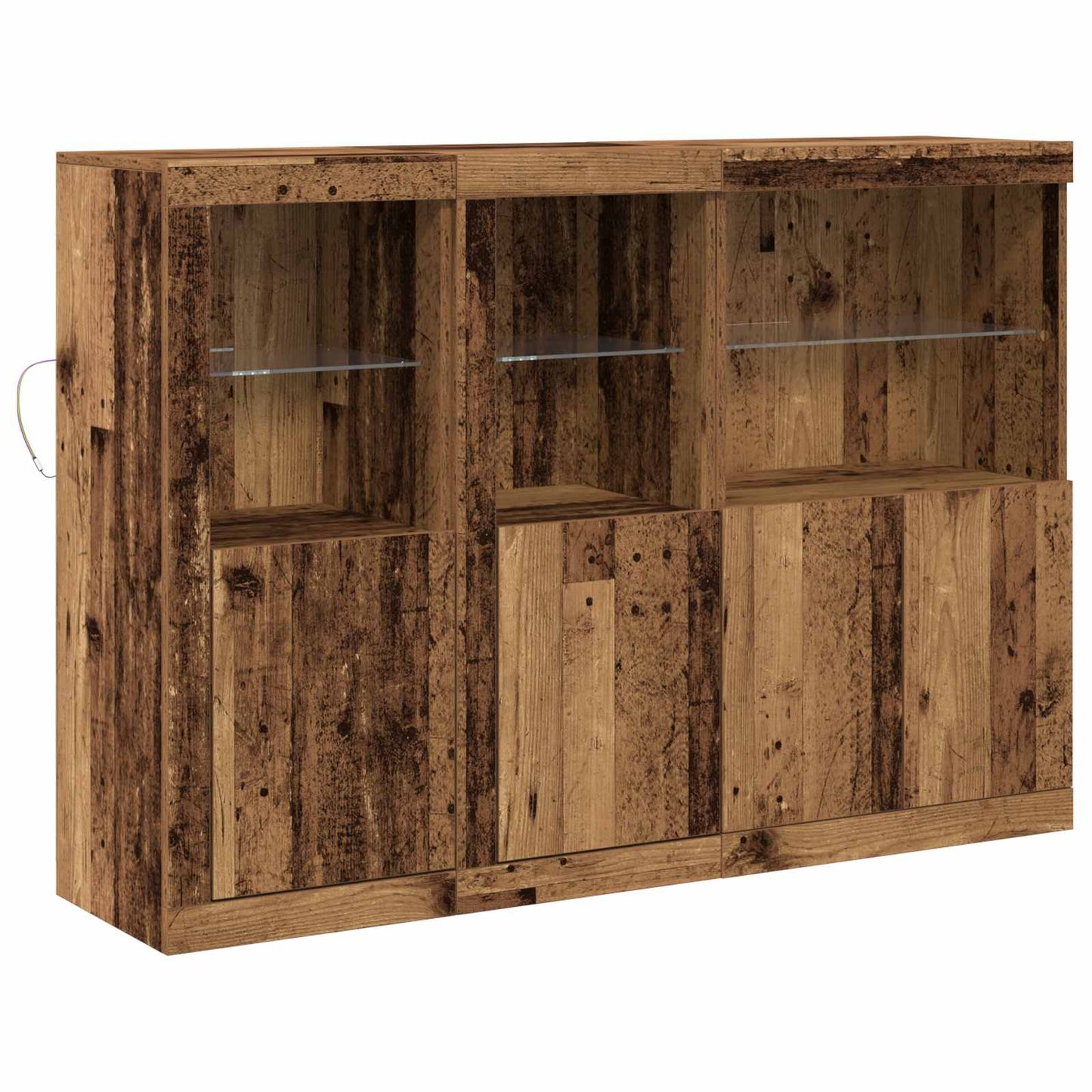 LED Sideboard Old Wood 142.5 x 37 x 100 cm Engineered Wood