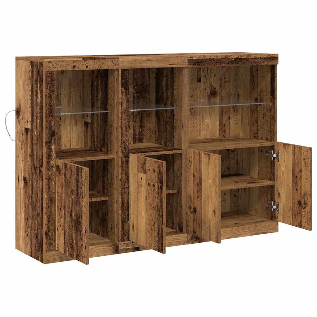 LED Sideboard Old Wood 142.5 x 37 x 100 cm Engineered Wood