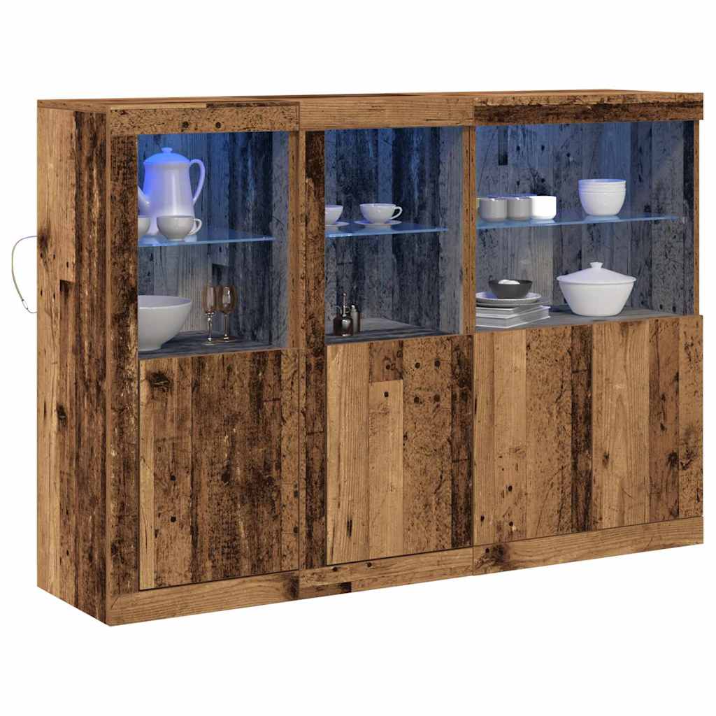 LED Sideboard Old Wood 142.5 x 37 x 100 cm Engineered Wood