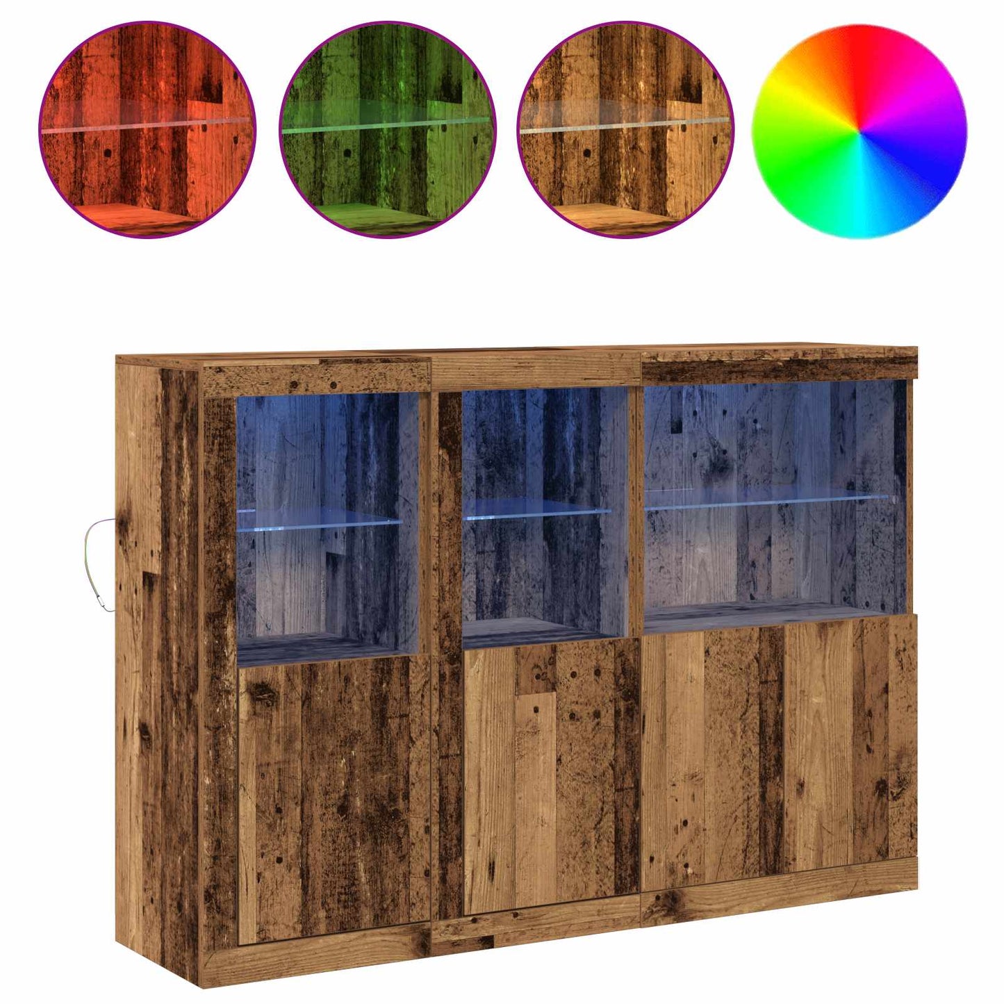 LED Sideboard Old Wood 142.5 x 37 x 100 cm Engineered Wood