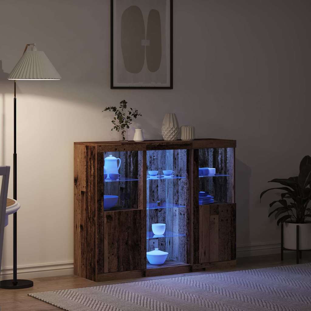 LED Sideboard Old Wood 123 x 37 x 100 cm Engineered Wood