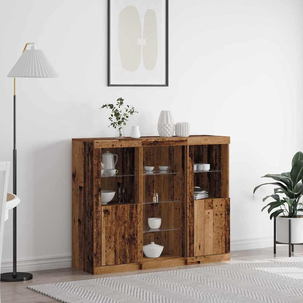 LED Sideboard Old Wood 123 x 37 x 100 cm Engineered Wood