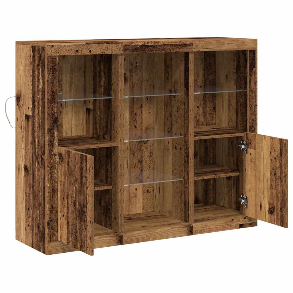 LED Sideboard Old Wood 123 x 37 x 100 cm Engineered Wood