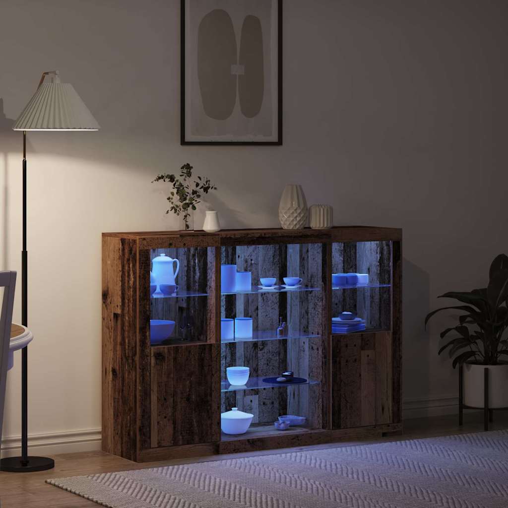 LED Sideboard Old Wood 142.5 x 37 x 100 cm Engineered Wood