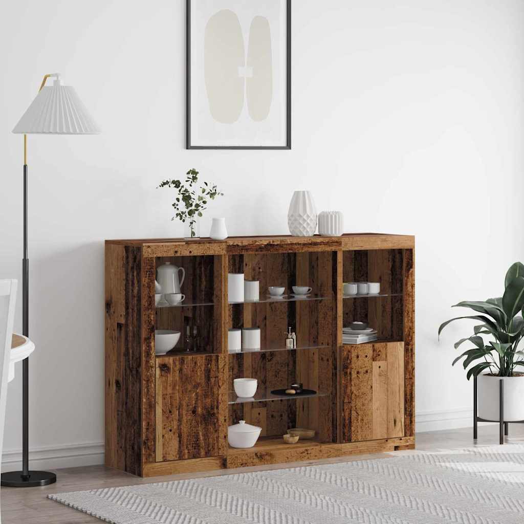 LED Sideboard Old Wood 142.5 x 37 x 100 cm Engineered Wood
