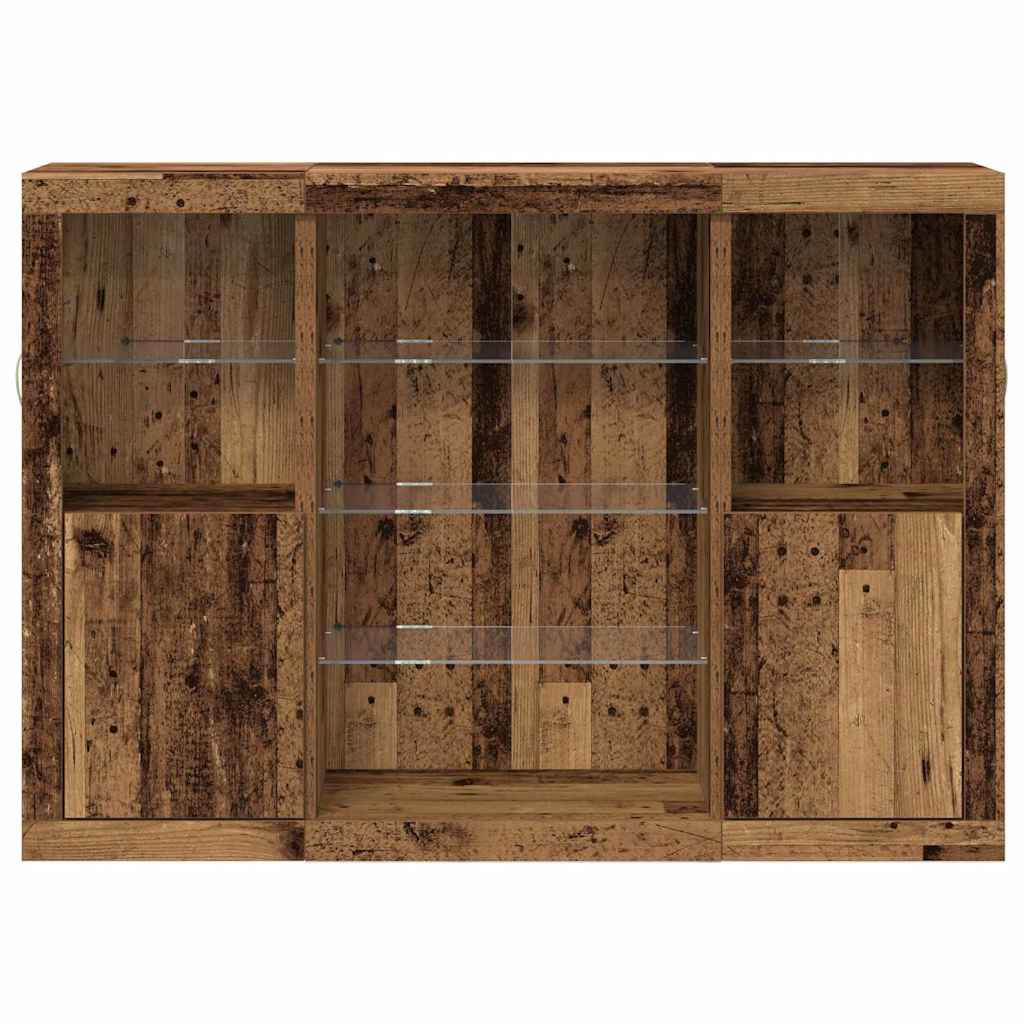 LED Sideboard Old Wood 142.5 x 37 x 100 cm Engineered Wood