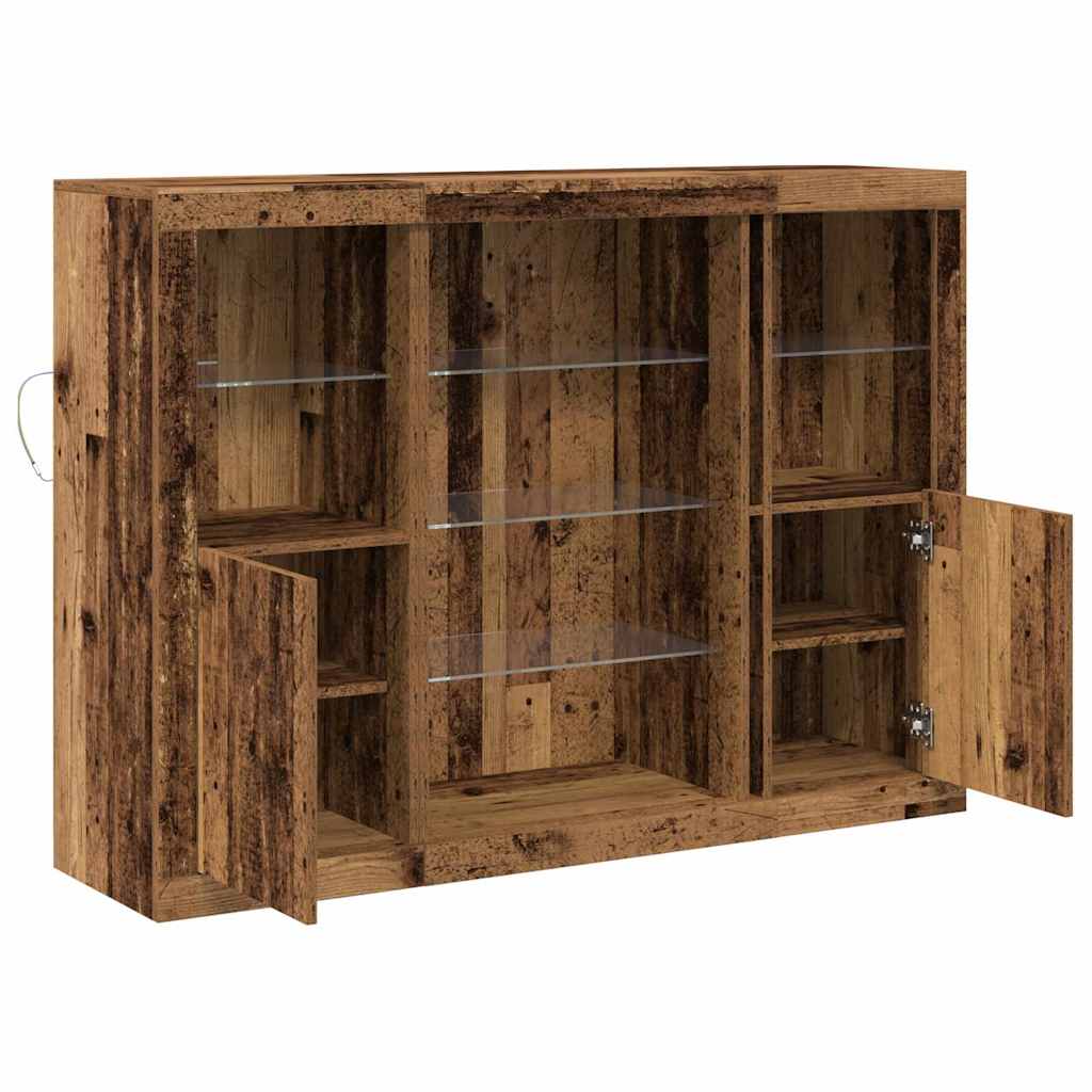 LED Sideboard Old Wood 142.5 x 37 x 100 cm Engineered Wood