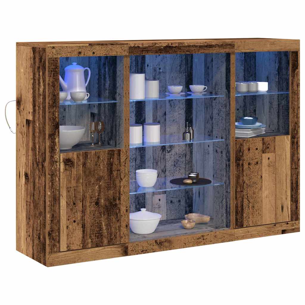 LED Sideboard Old Wood 142.5 x 37 x 100 cm Engineered Wood
