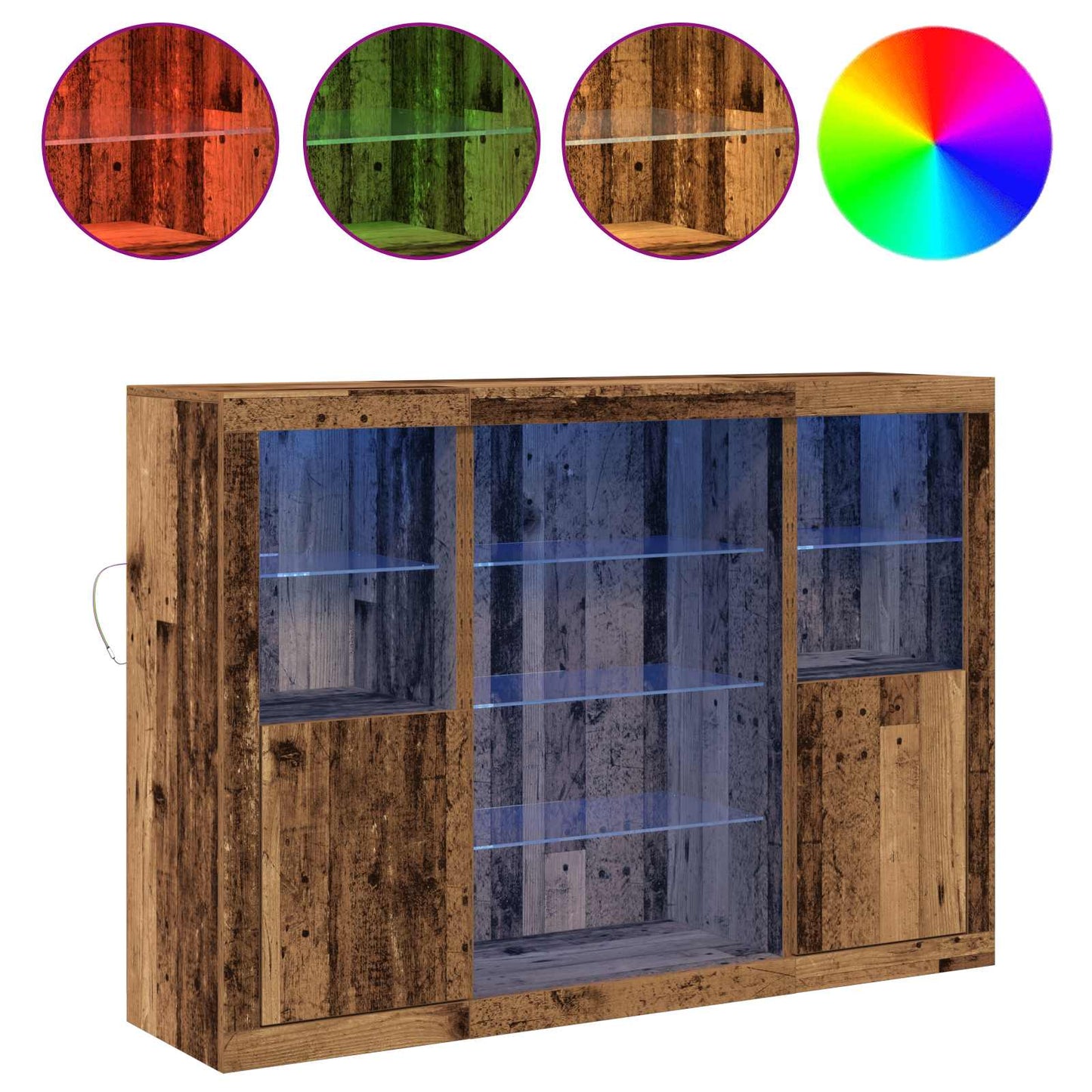 LED Sideboard Old Wood 142.5 x 37 x 100 cm Engineered Wood