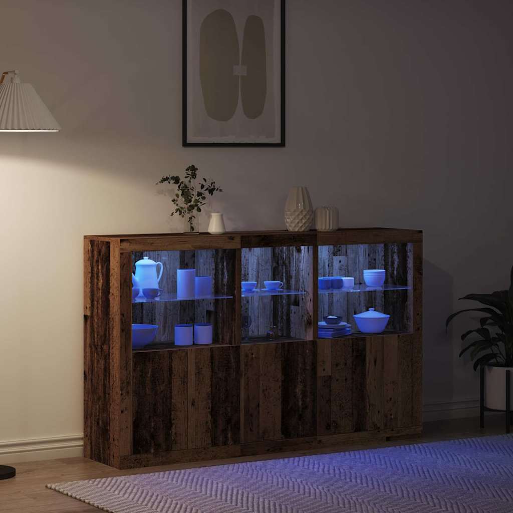 LED Sideboard Old Wood 162 x 37 x 100 cm Engineered Wood