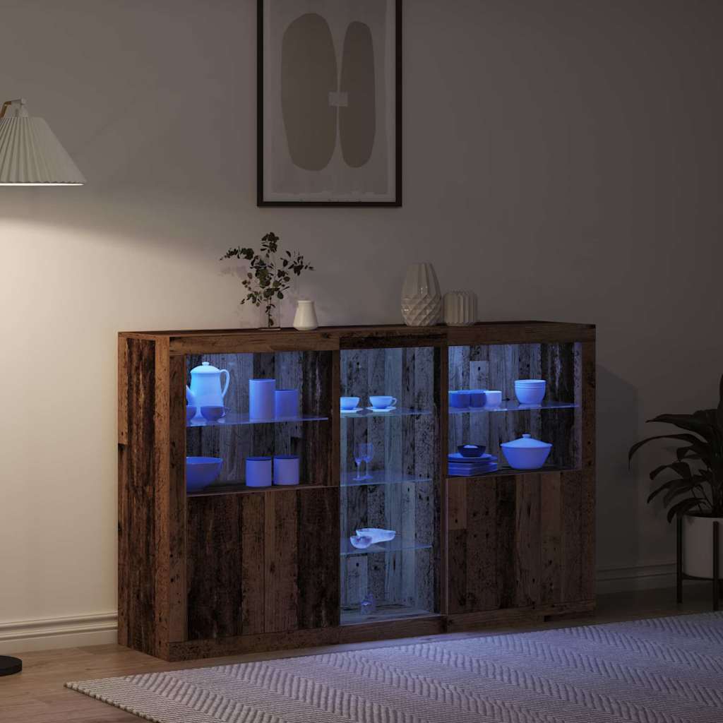 LED Sideboard Old Wood 162 x 37 x 100 cm Engineered Wood