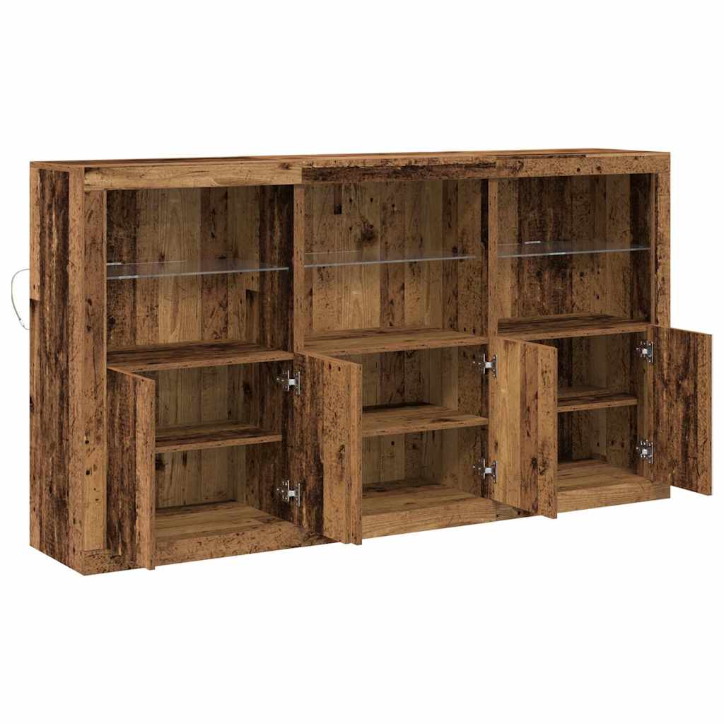 LED Sideboard Old Wood 162 x 37 x 100 cm Engineered Wood