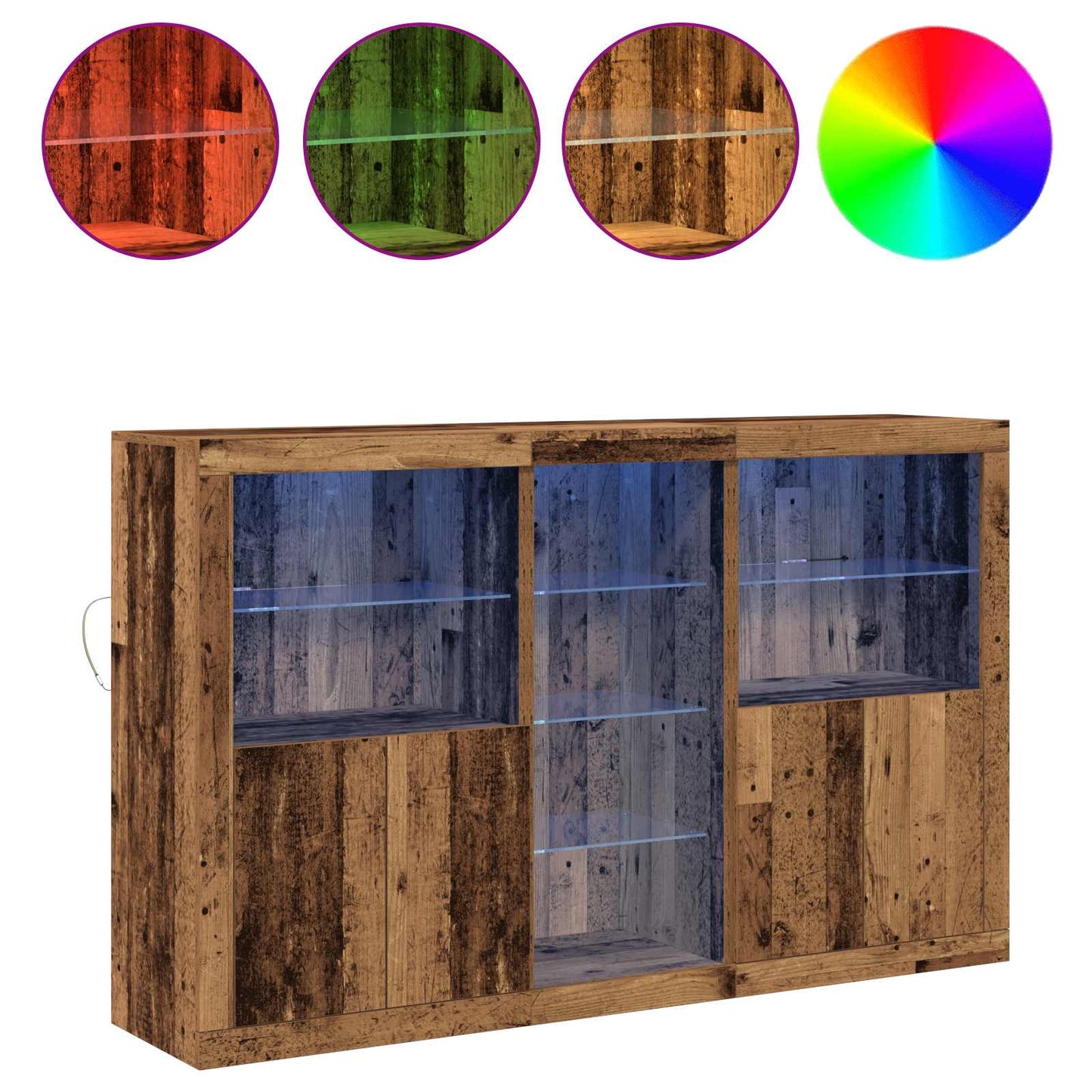 LED Sideboard Old Wood 162 x 37 x 100 cm Engineered Wood