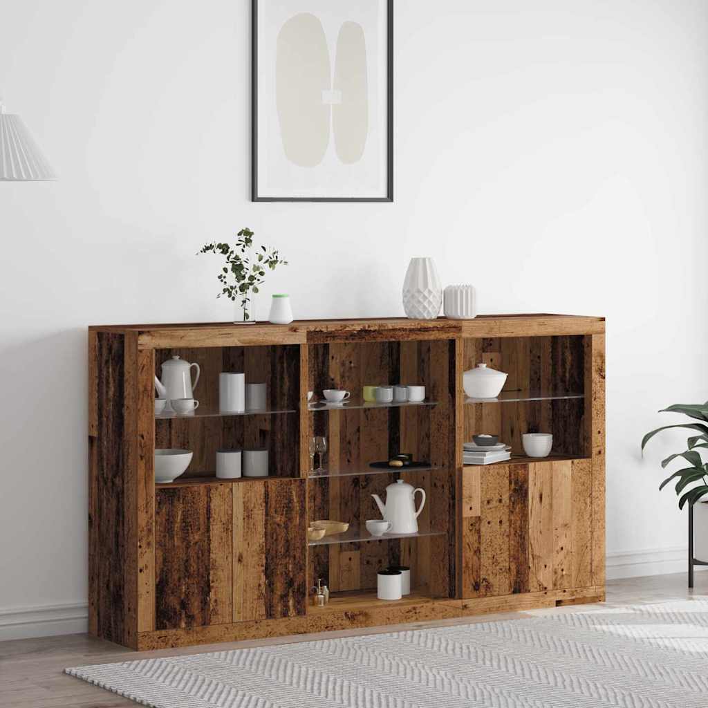 LED Sideboard Old Wood 181.5 x 37 x 100 cm Engineered Wood