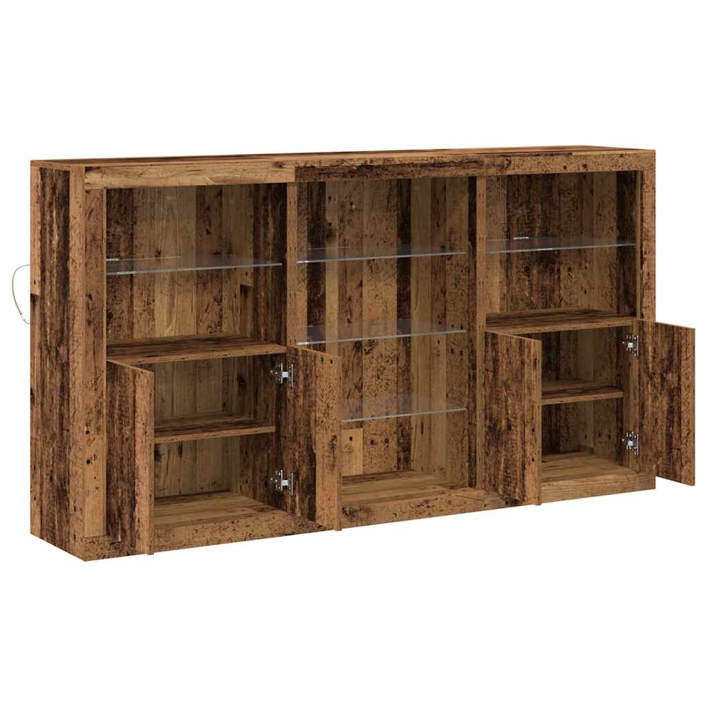 LED Sideboard Old Wood 181.5 x 37 x 100 cm Engineered Wood