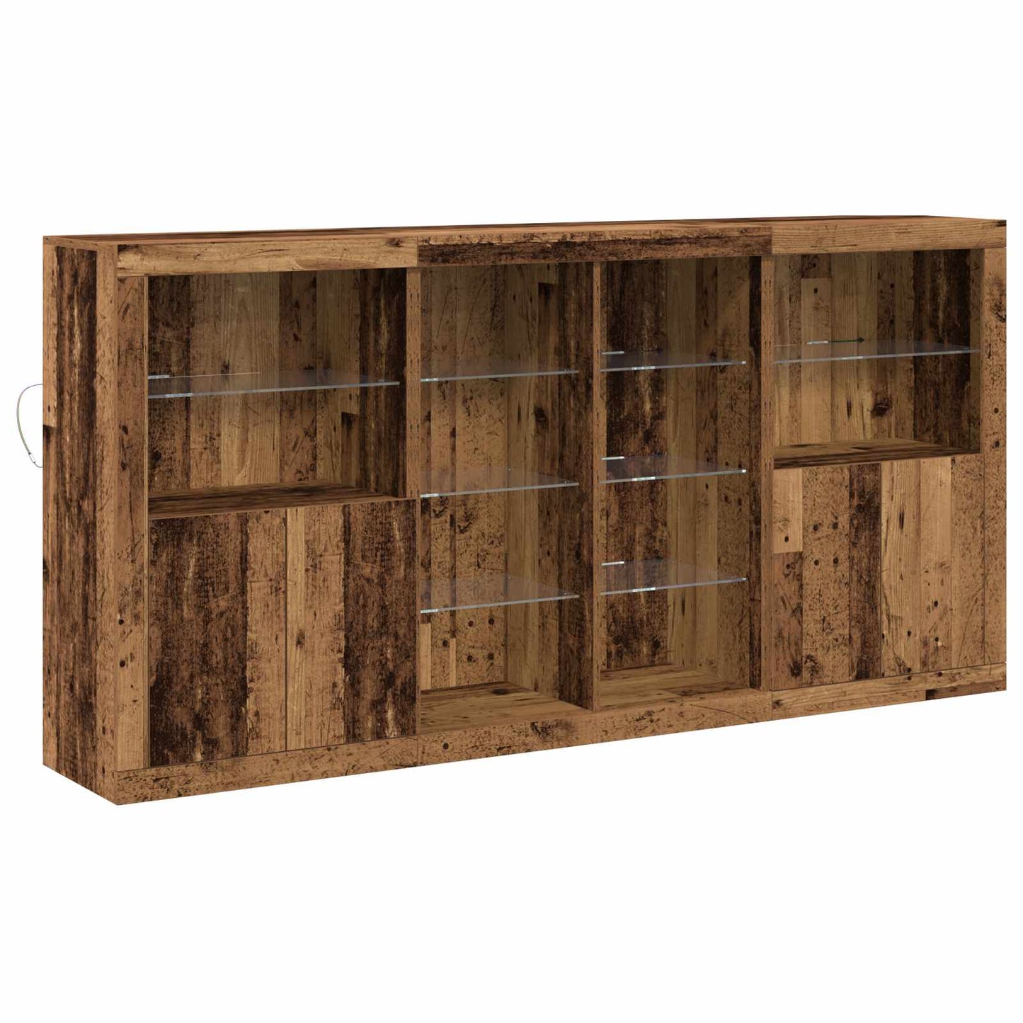 LED Sideboard 3 pcs Old Wood 202 x 37 x 100 cm Engineered Wood