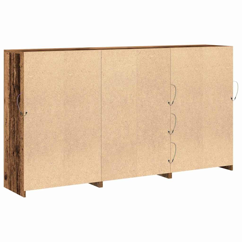 LED Sideboard 3 pcs Old Wood 202 x 37 x 100 cm Engineered Wood