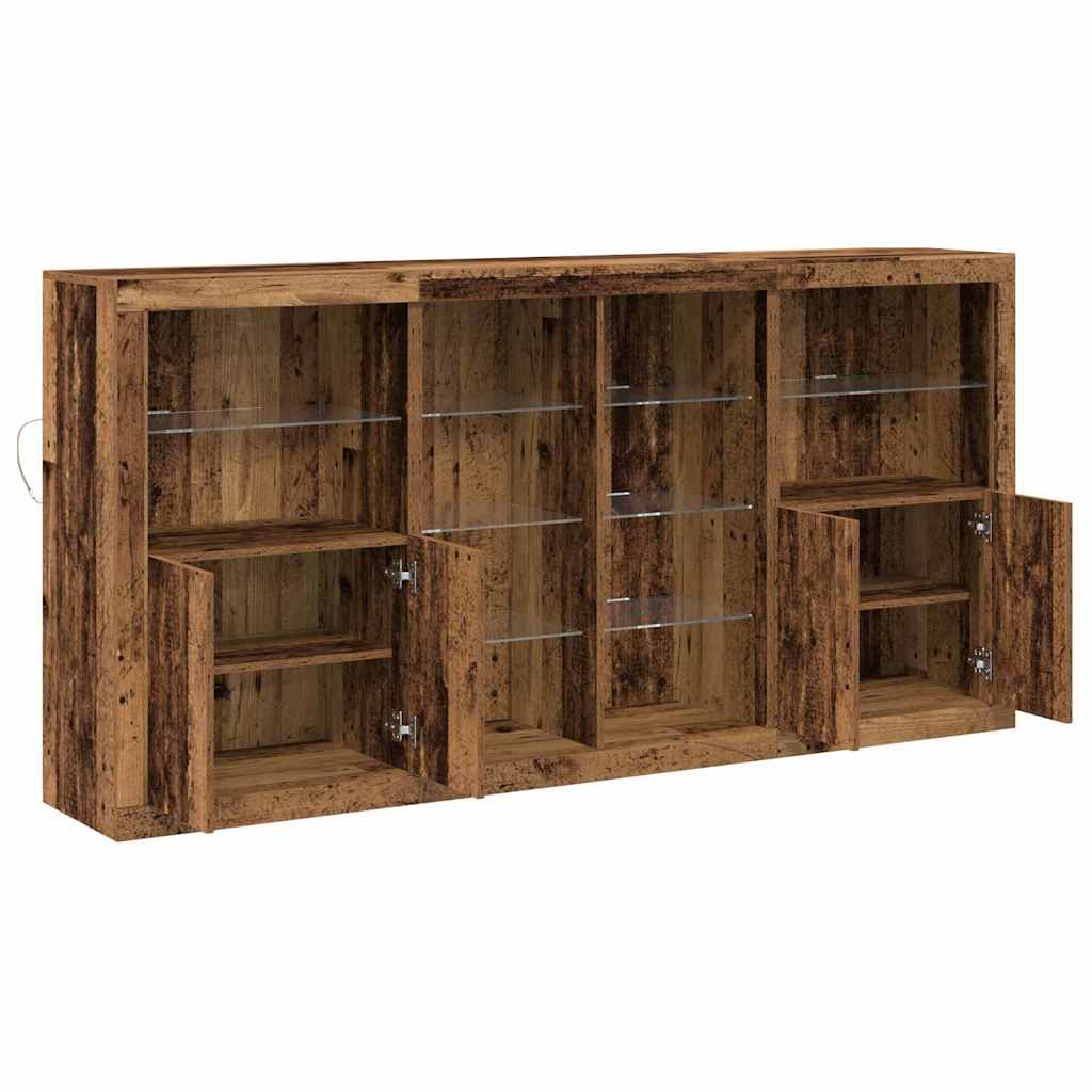 LED Sideboard 3 pcs Old Wood 202 x 37 x 100 cm Engineered Wood