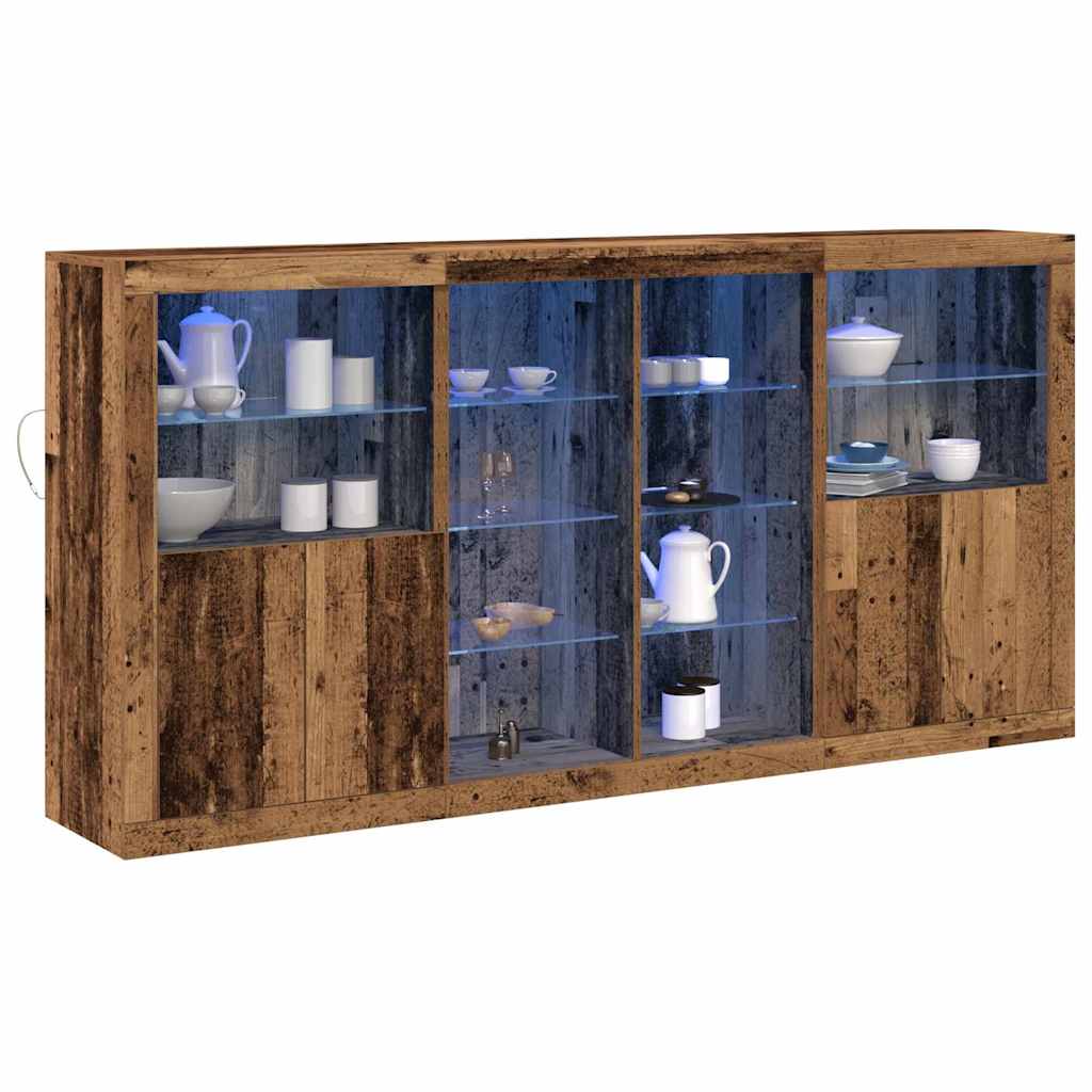 LED Sideboard 3 pcs Old Wood 202 x 37 x 100 cm Engineered Wood