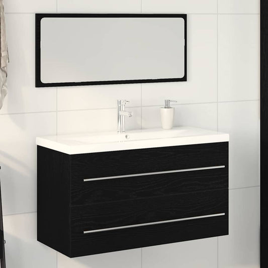 Bathroom Sink Cabinet 3 pcs Black Oak 90 x 38.5 x 48 cm