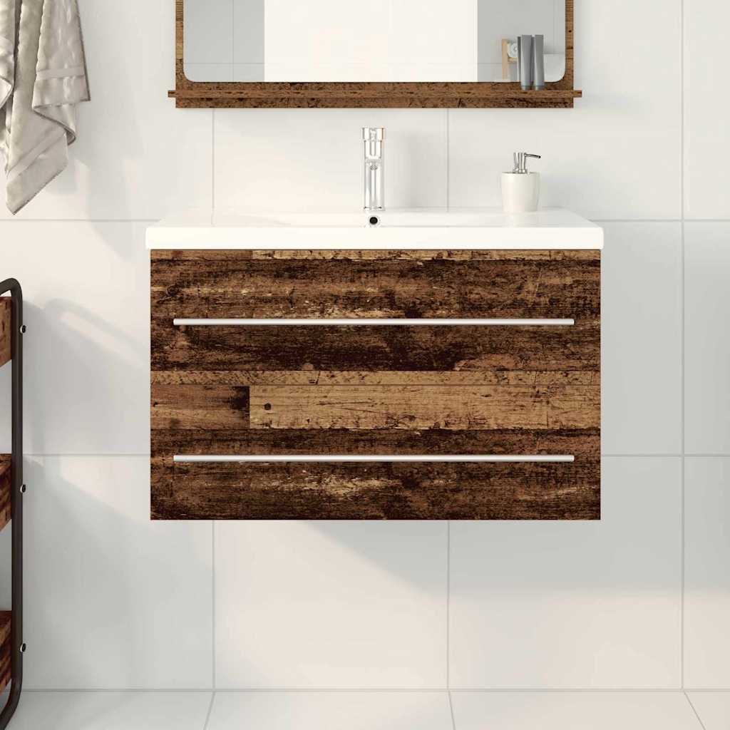 Bathroom Sink Cabinet 2 pcs Old Wood 80 x 38.5 x 48 cm