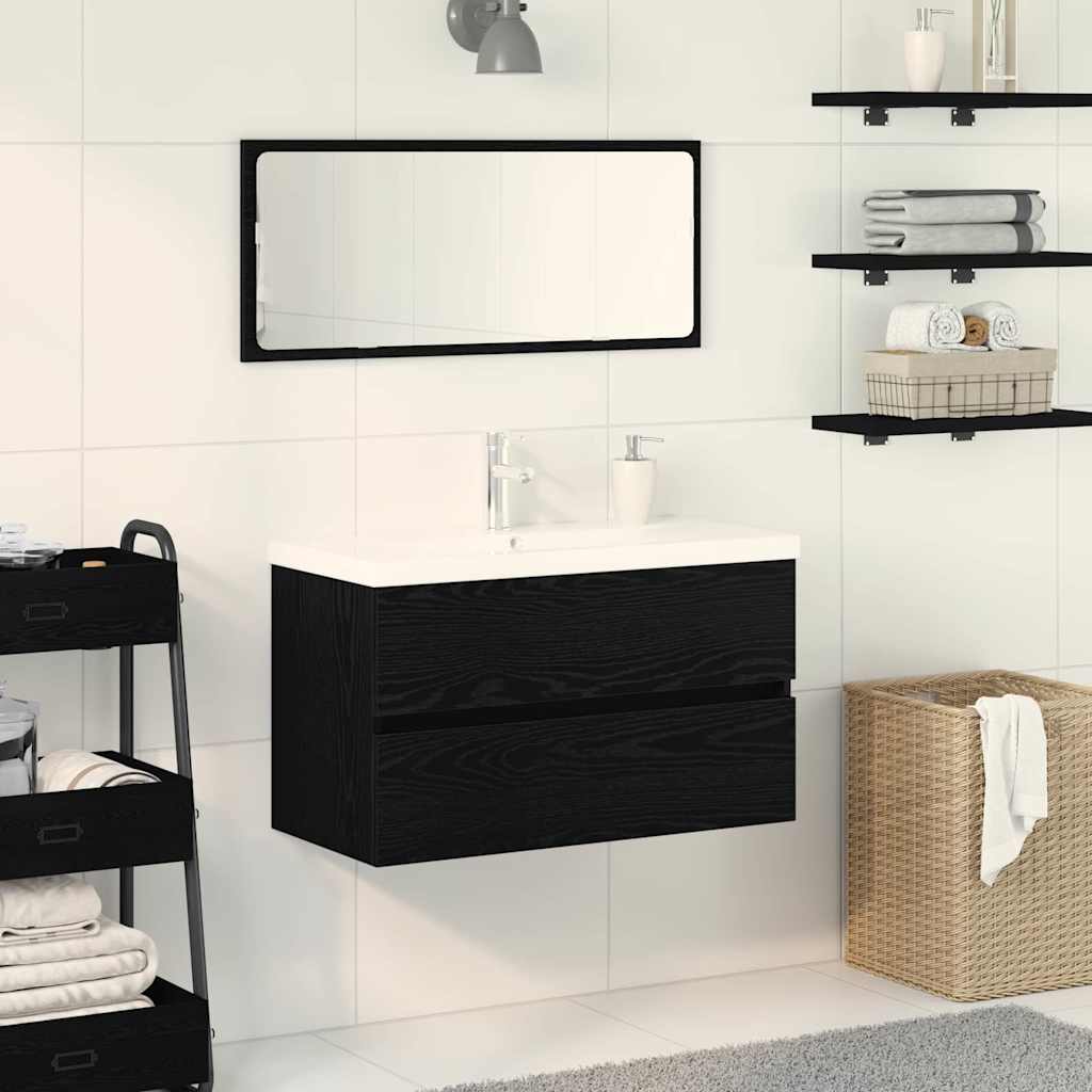 Bathroom Sink Cabinet Black Oak 80 x 39 x 62 cm Engineered Wood