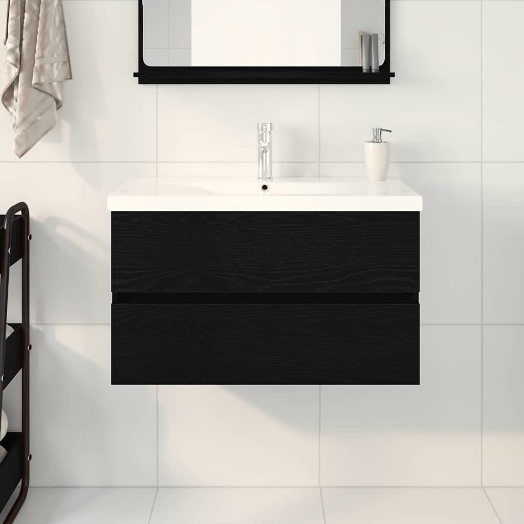 Bathroom Sink Cabinet Black Oak 80 x 39 x 62 cm Engineered Wood