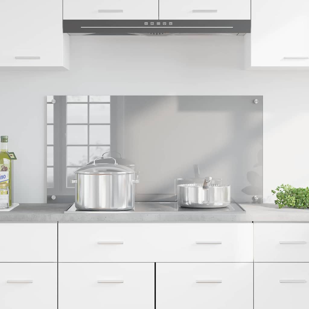 Kitchen Backsplash Light Grey 100 x 50 cm Tempered Glass