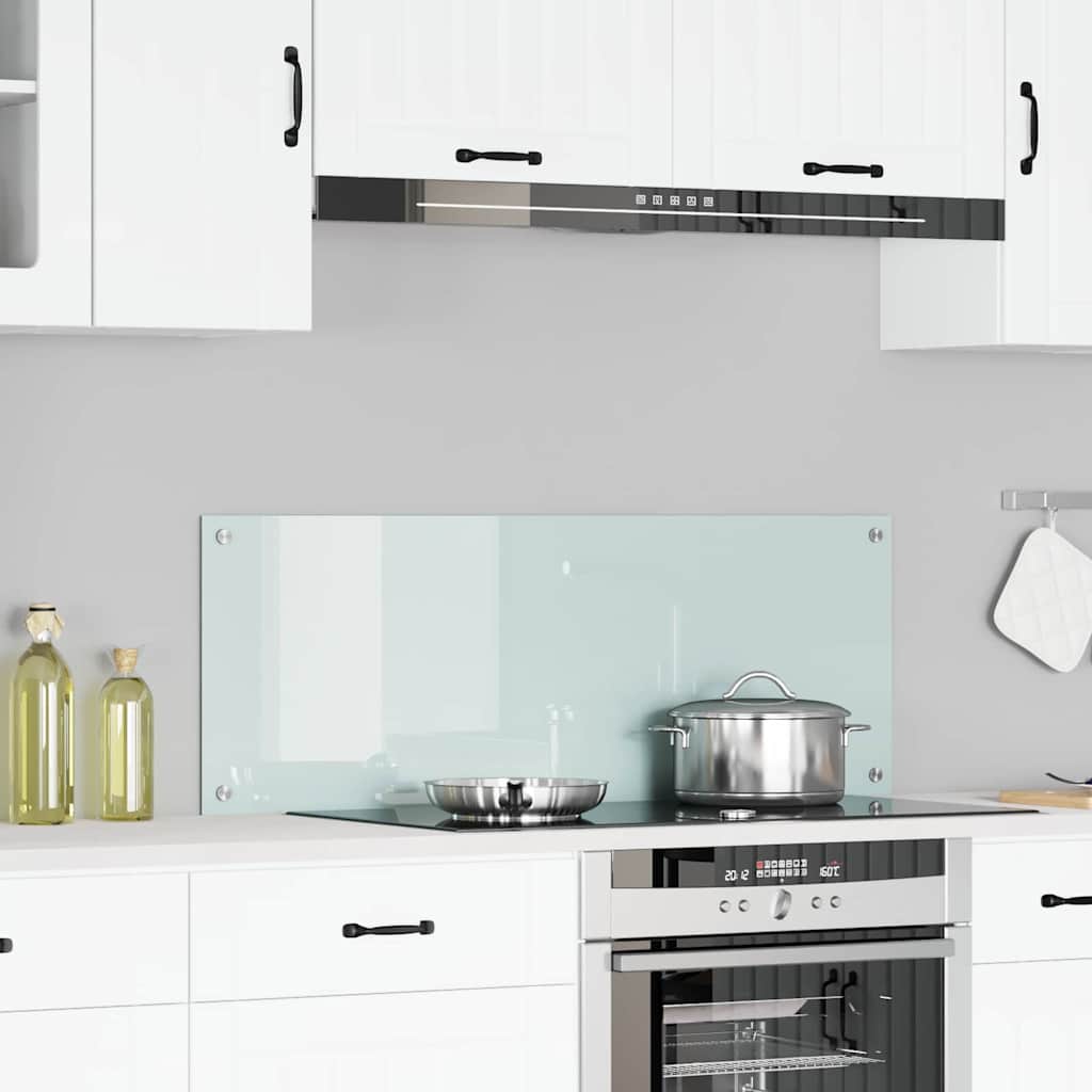vidaXL Kitchen Backsplash White 110 x 40 x 0.6 cm Tempered Glass
