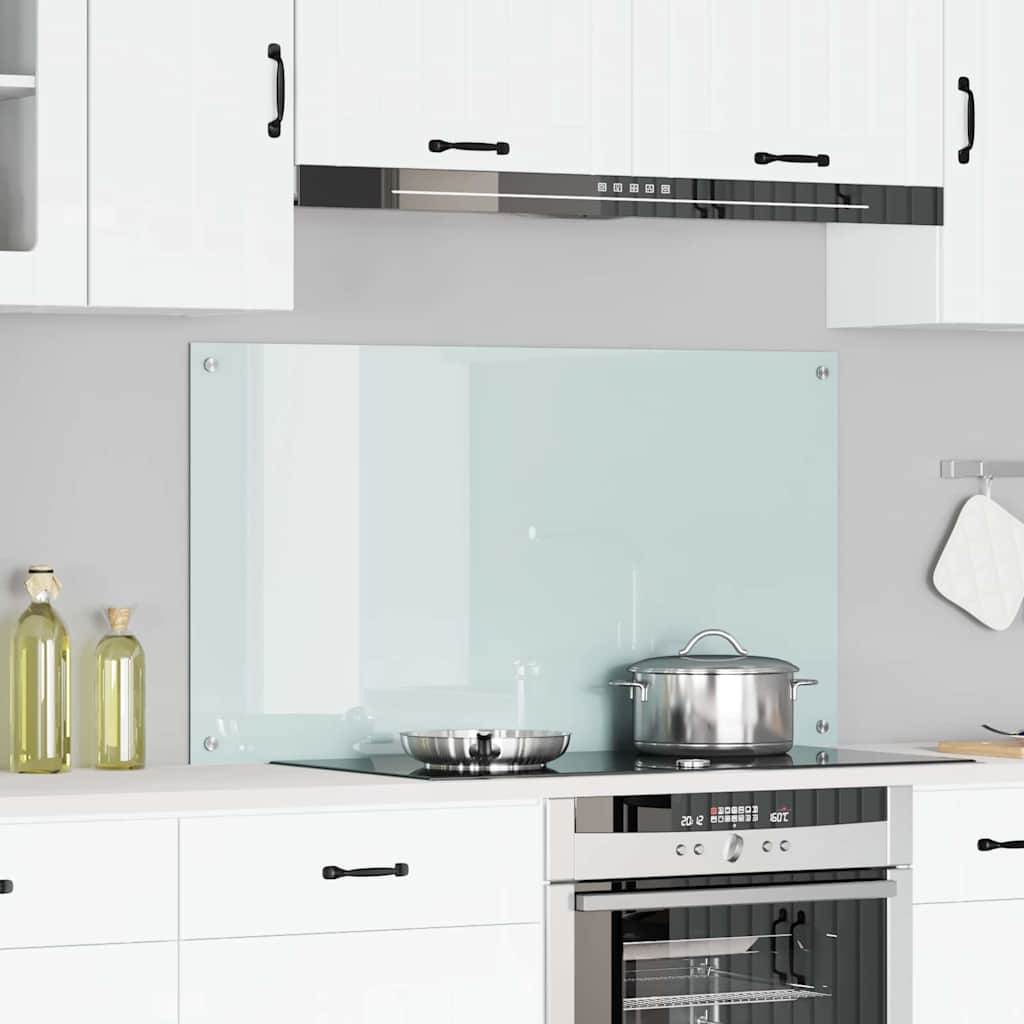 Kitchen Backsplash White 110 x 60 cm Tempered Glass