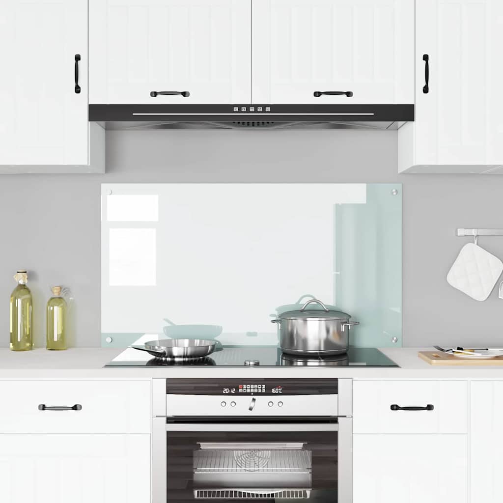 Kitchen Backsplash White 110 x 60 cm Tempered Glass