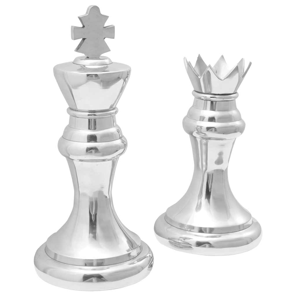 Sculptures 2 pcs Silver 17 x 17 x 42 cm Aluminium