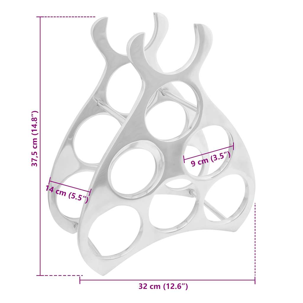 Wine Rack Silver 32 x 14 x 37.5 cm Aluminium