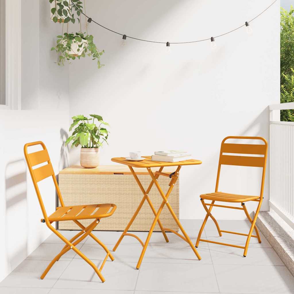 Garden Folding Chair Folding 2 pcs Mustard 42 x 52 x82cm