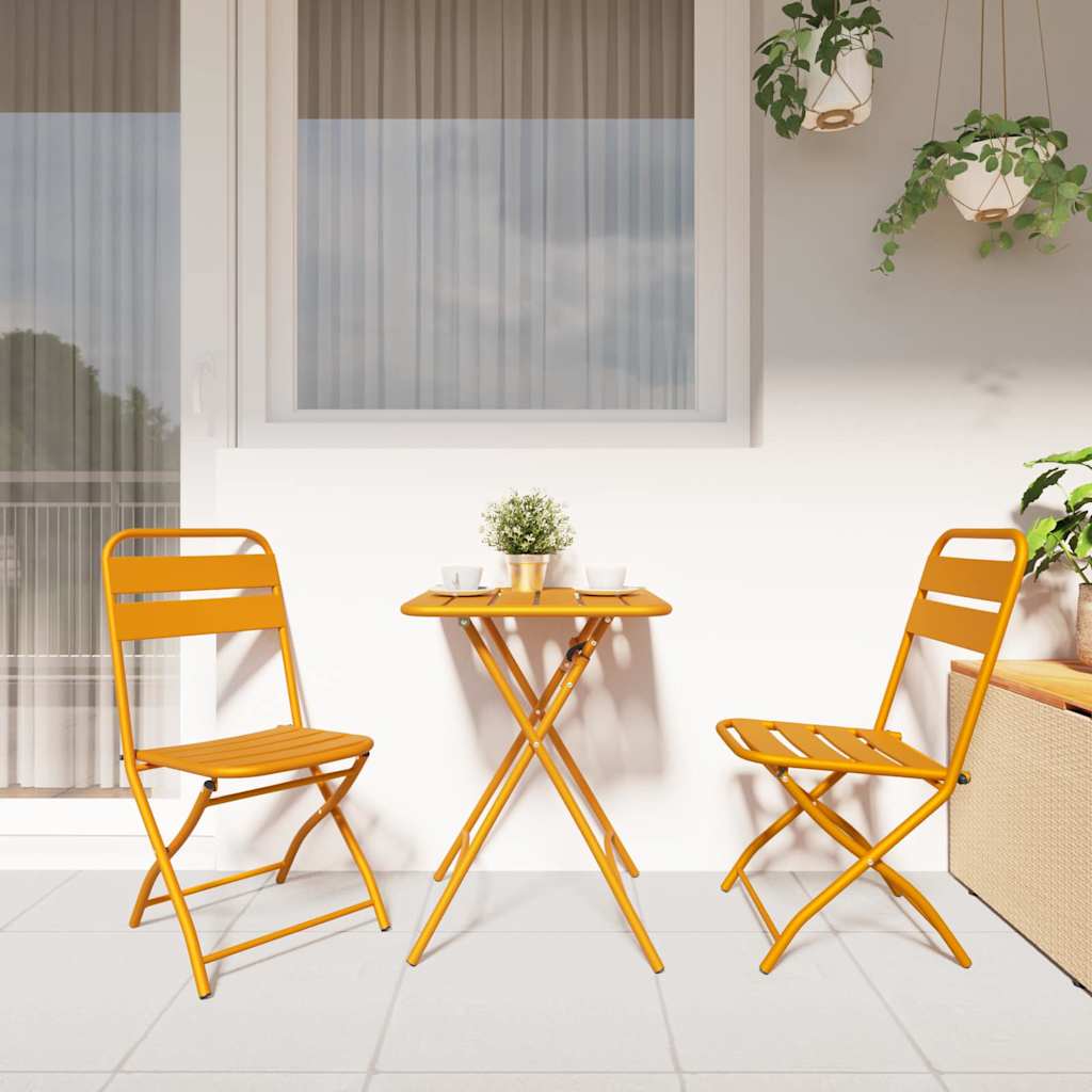 Garden Folding Chair Folding 2 pcs Mustard 42 x 52 x82cm