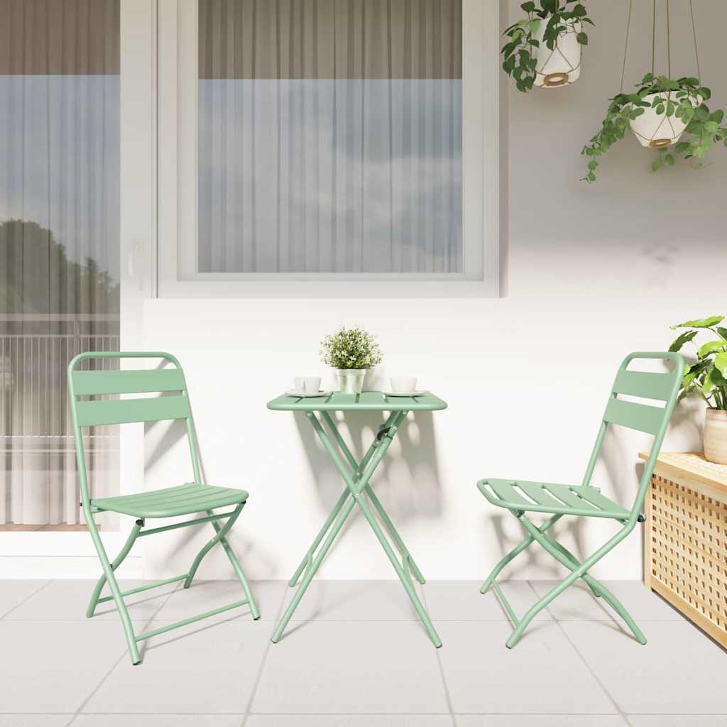 Bistro Set 3 pcs Green Steel