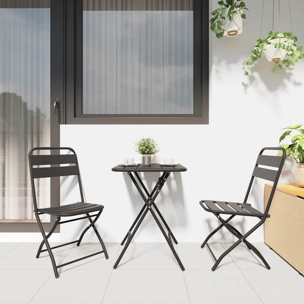 Bistro Set 3 pcs Anthracite Steel