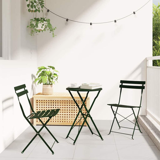 Garden Folding Chair 2 pcs Green Metal
