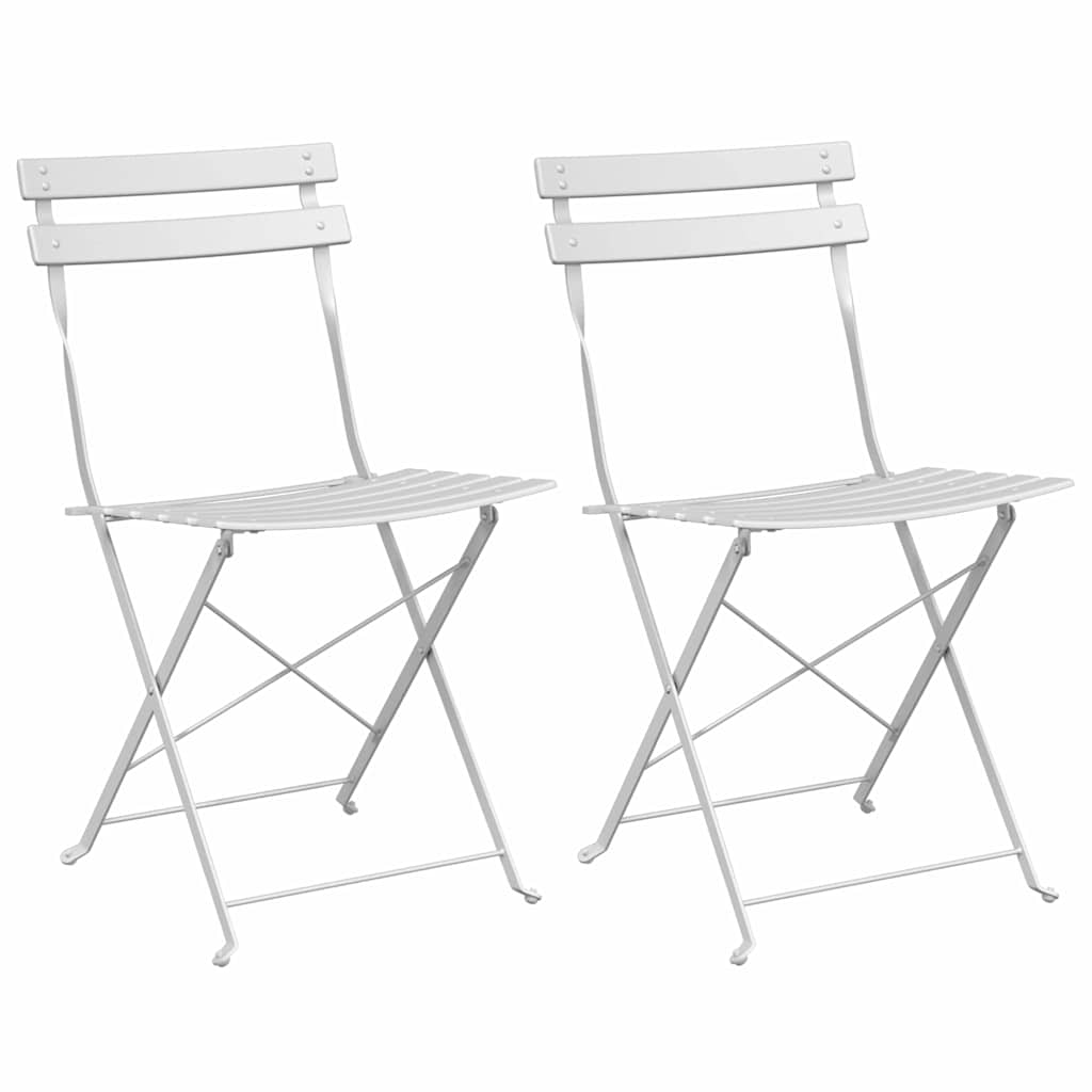 Garden Folding Chair Folding 2 pcs White 42 x 46 x 82cm Metal