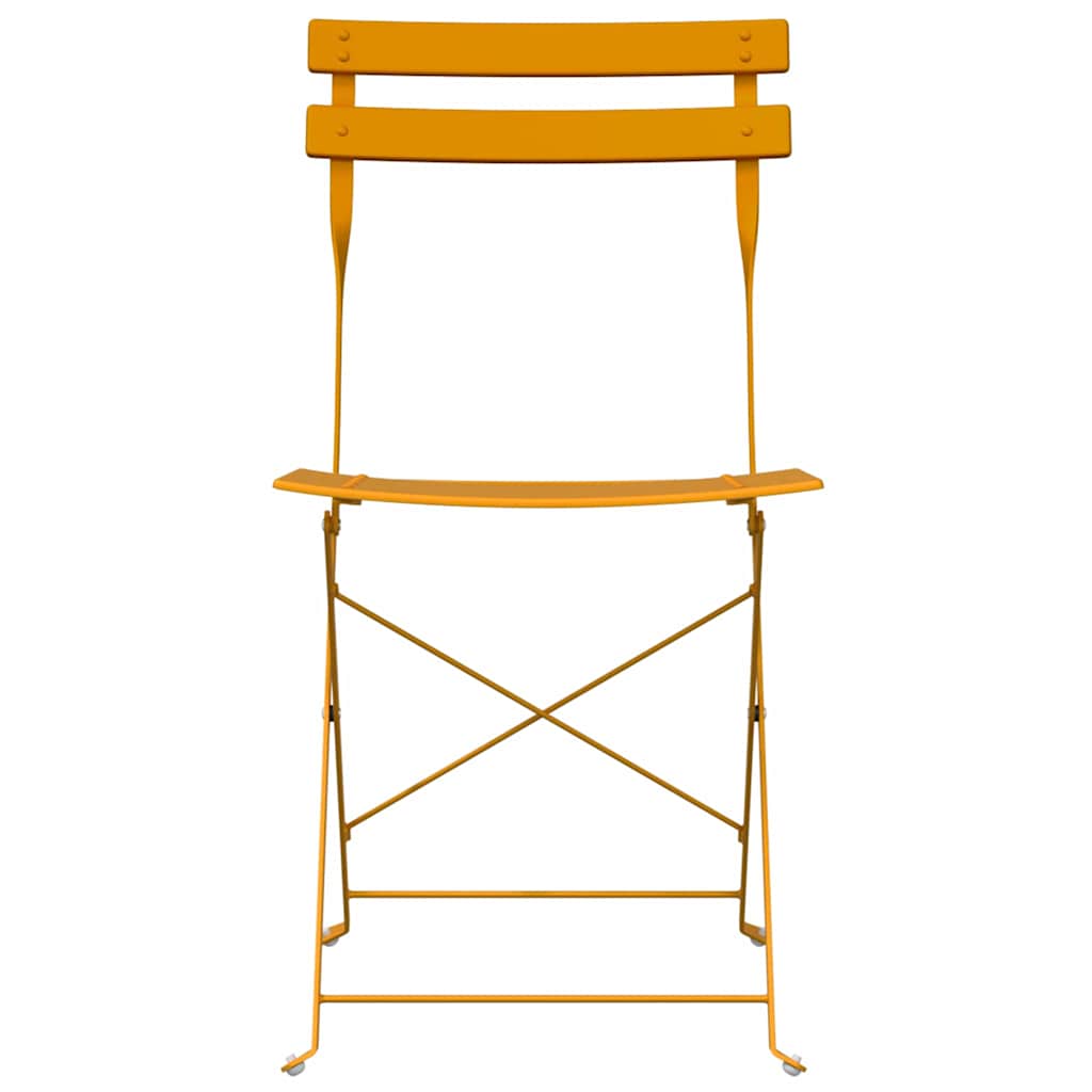 Garden Folding Chair Folding 2 pcs Mustard 42 x 46 x 82cm Metal