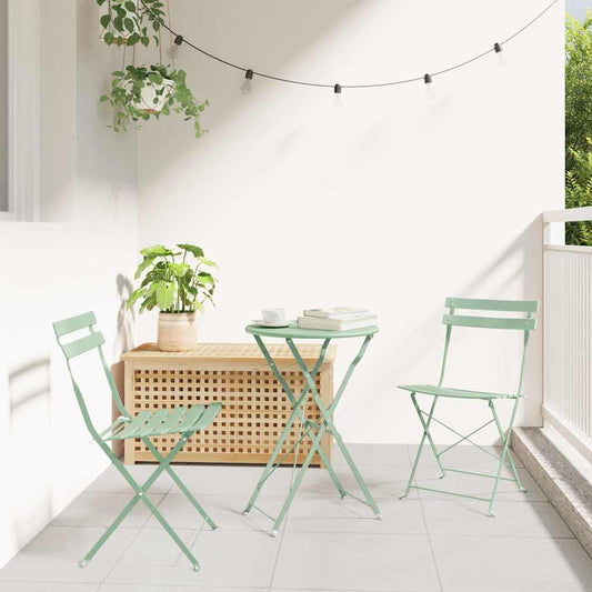 Garden Folding Chair 2 pcs Light Mint Metal