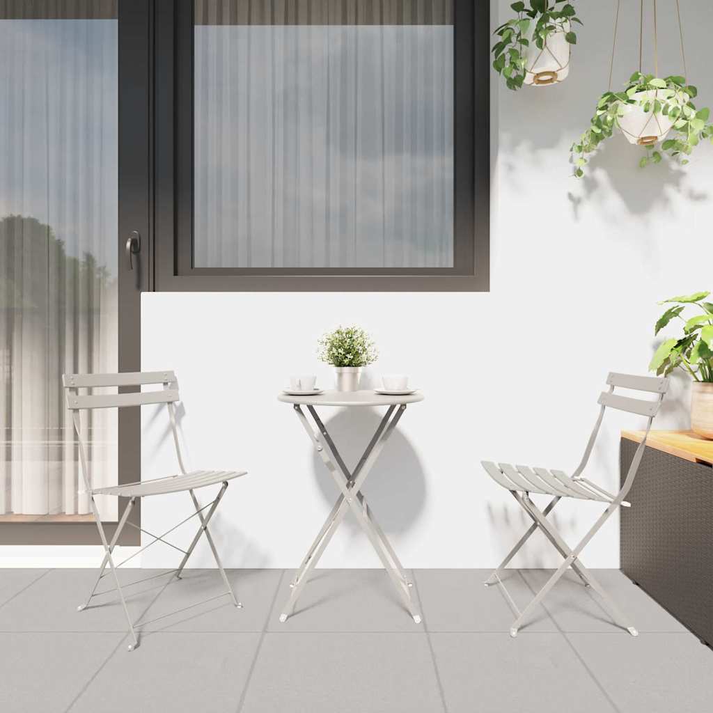Garden Folding Chair Folding 2 pcs Beige 42 x 46 x 82cm Metal