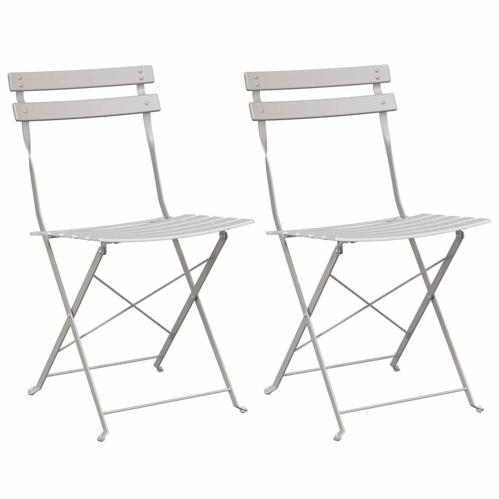 Garden Folding Chair Folding 2 pcs Beige 42 x 46 x 82cm Metal