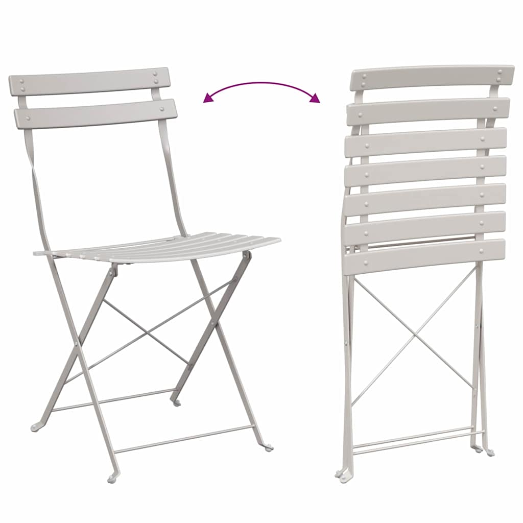 Garden Folding Chair Folding 2 pcs Beige 42 x 46 x 82cm Metal